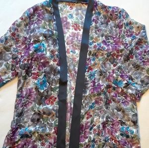 Tops - Floral Sheer Shaw, Cloak, Coverup Tops - Floral Sheer Shaw, Cloak, Coverup